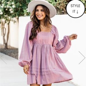 Pink Lily Take Your Time Mauve Mini Dress